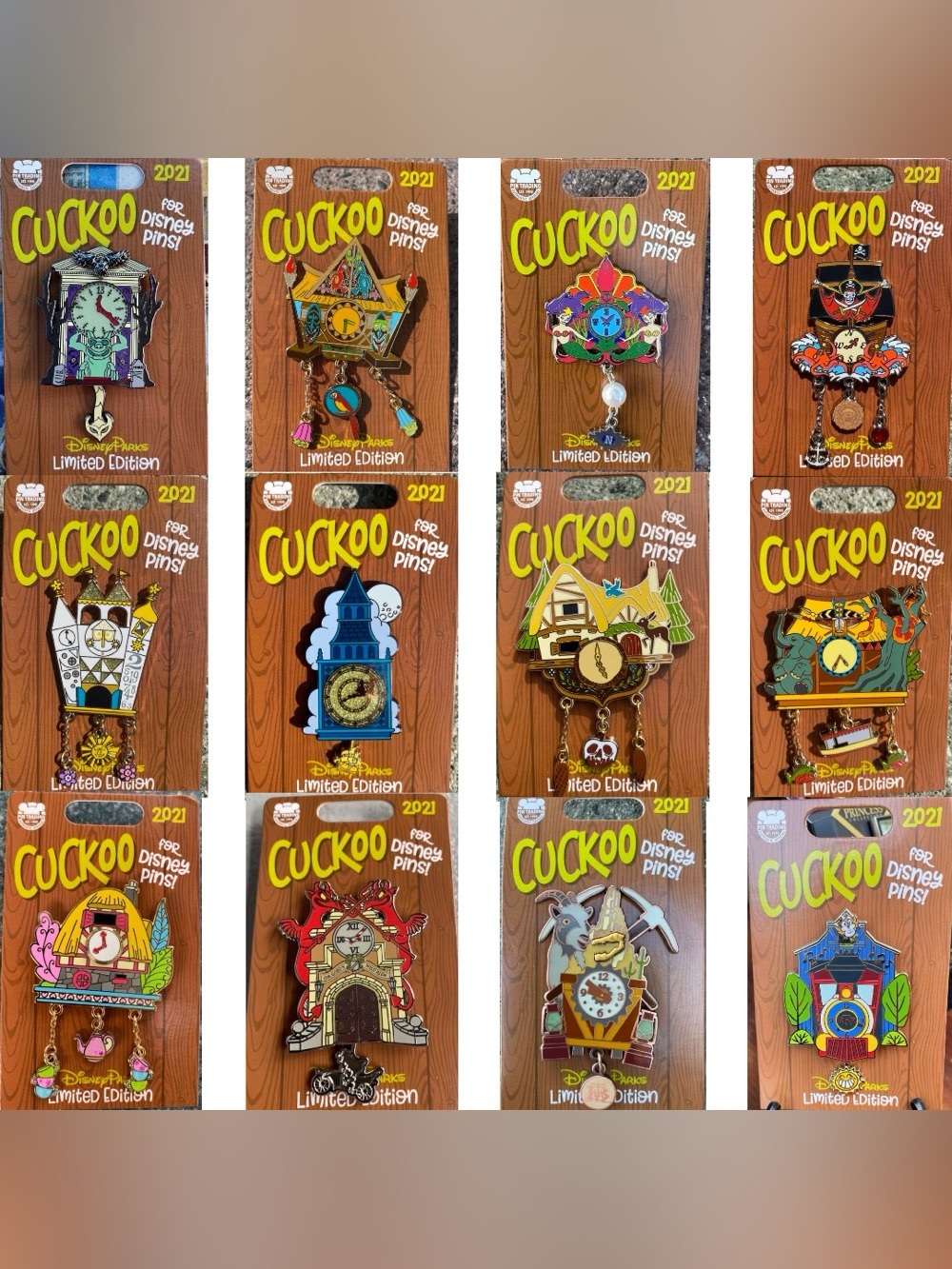 Complete set of like new Disneyland Cuckoo for Disney pins
